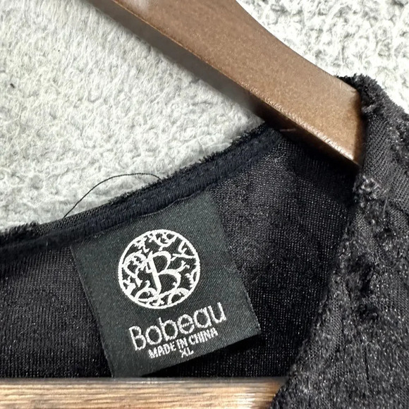 Bobeau black velvet burnout top womens XL geometric exposed zipper witchy grunge - Picture 2 of 8